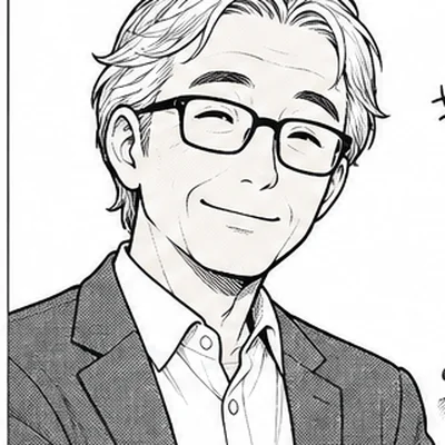 ほほえむ江藤先輩のイラスト